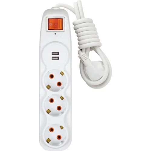 Nilson 3'lü Anahtarlı Akım Korumalı Priz USB Şarjlı 1.5 Metre